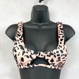 Shein Womens Bikini Swim Top Small Cutout Animal Print Beach Festival Lost Lands